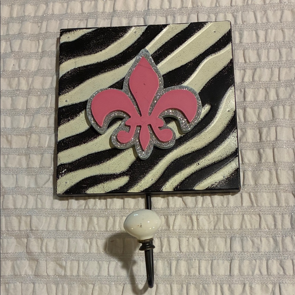 Hobby Lobby Pink Fleur-de-Lis Zebra Wall Hook